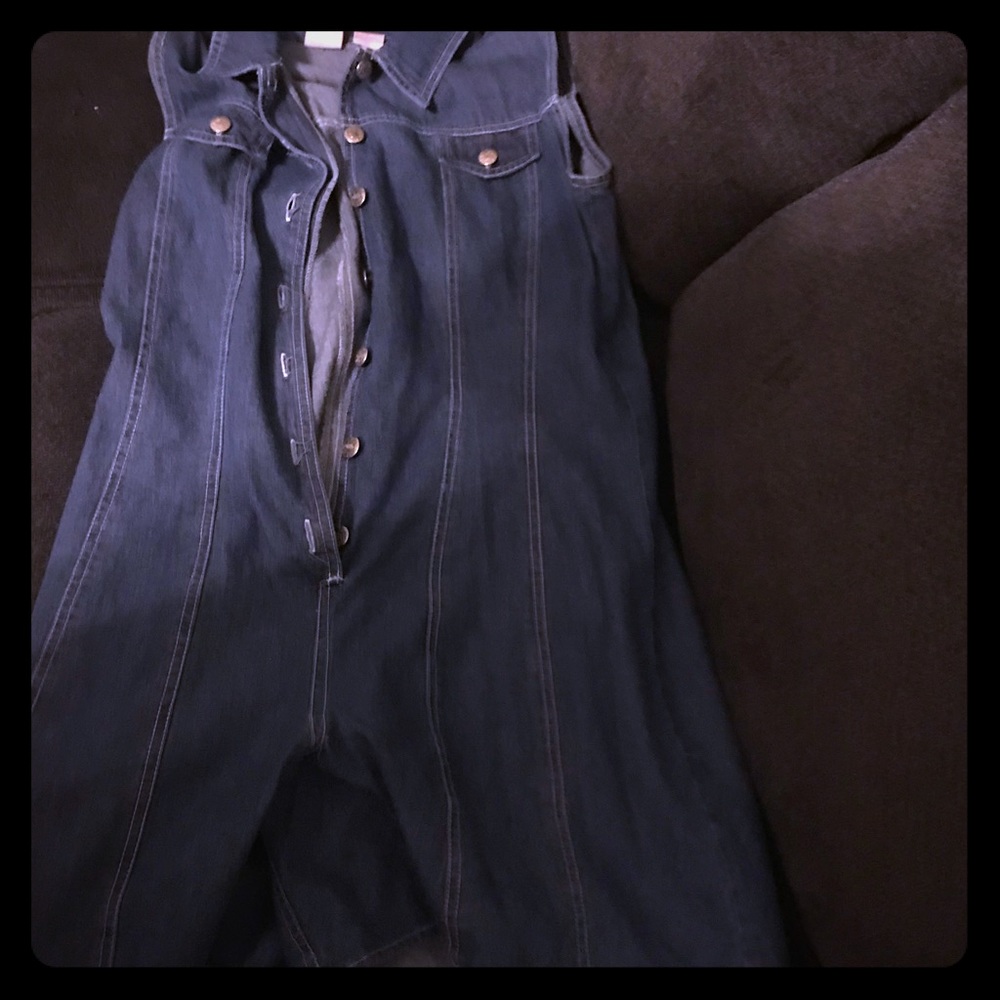 Denim short romper